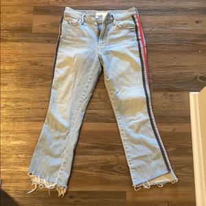 Mother denim jeans with red and blue stripes